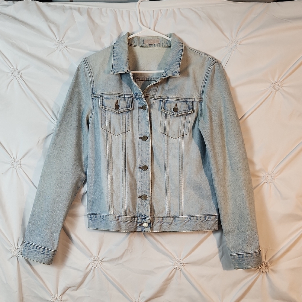 J Crew Light Wash Distressed Women's Light Blue Denim Jacket